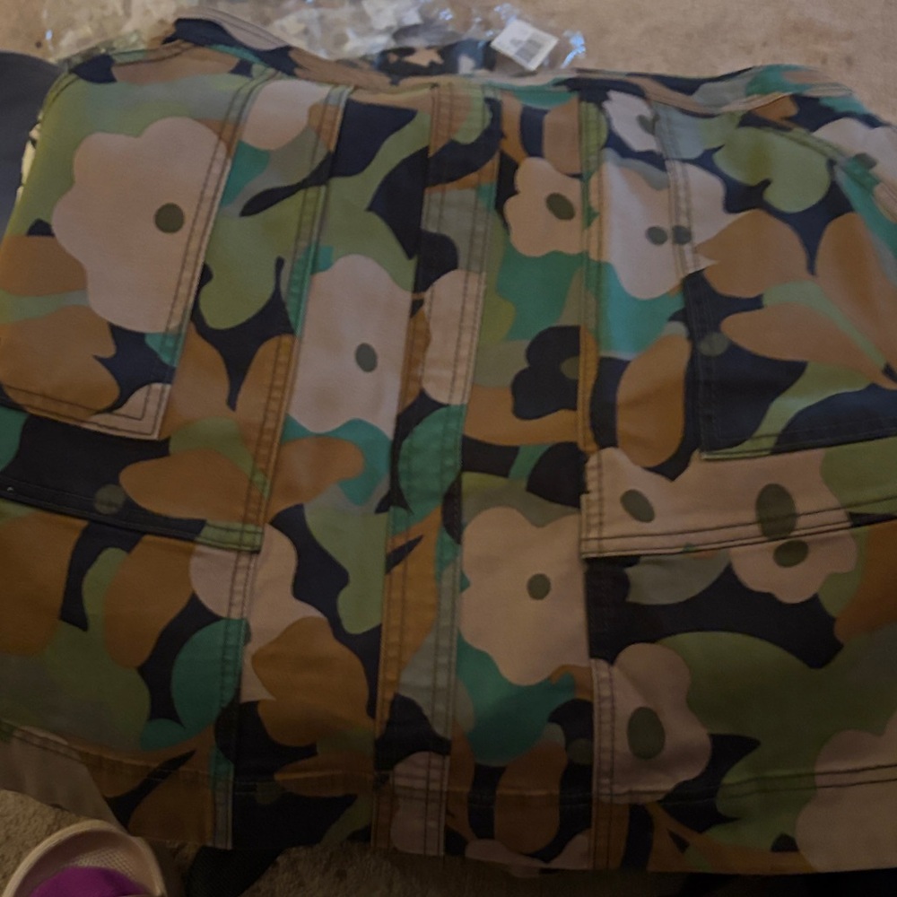 CAbi Floral Camo Mini Skirt in Green, Brown, Black